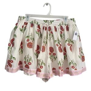 Old Navy Featherweight Floral Shorts Women’s Size L Elastic Waist Pink Trim